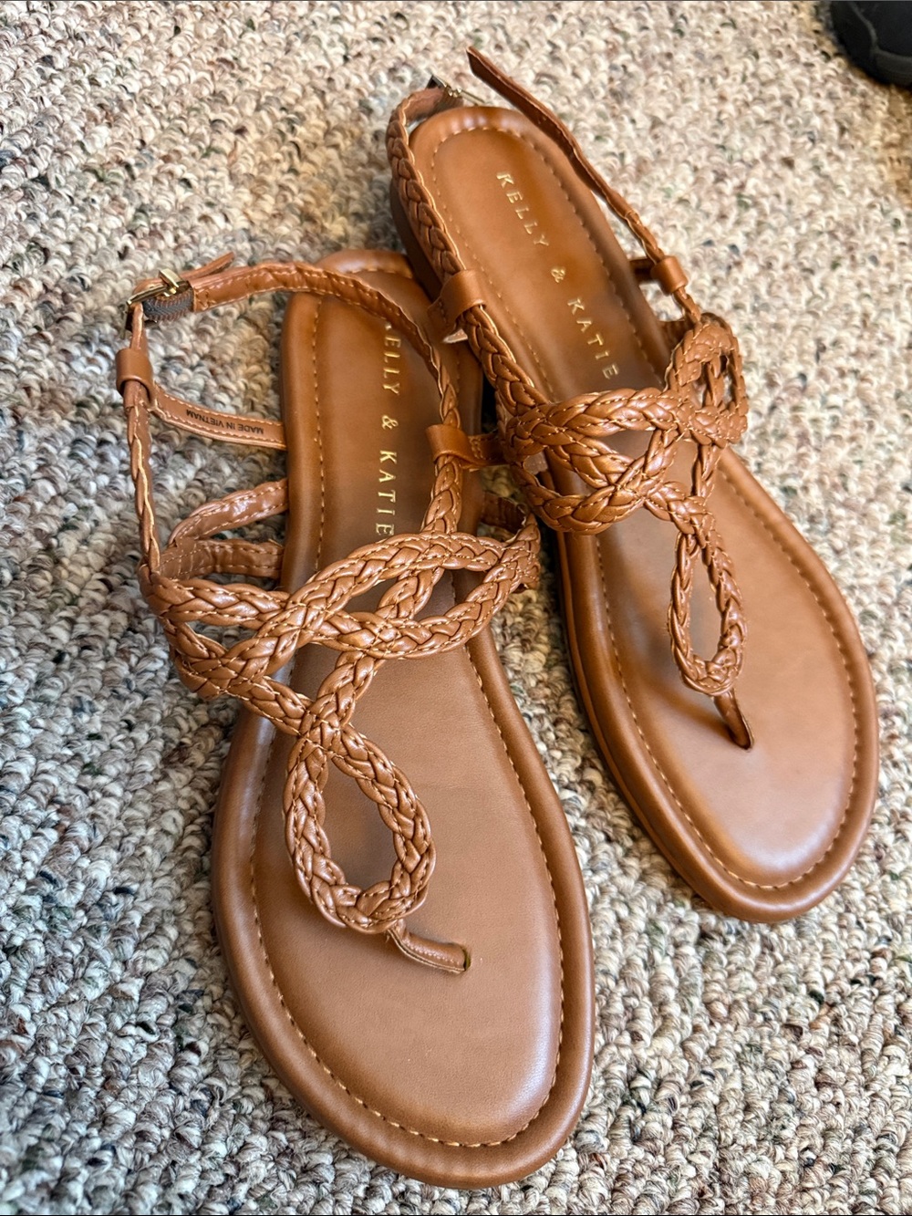 Kelly & Katie Tan Braided Thong Sandals